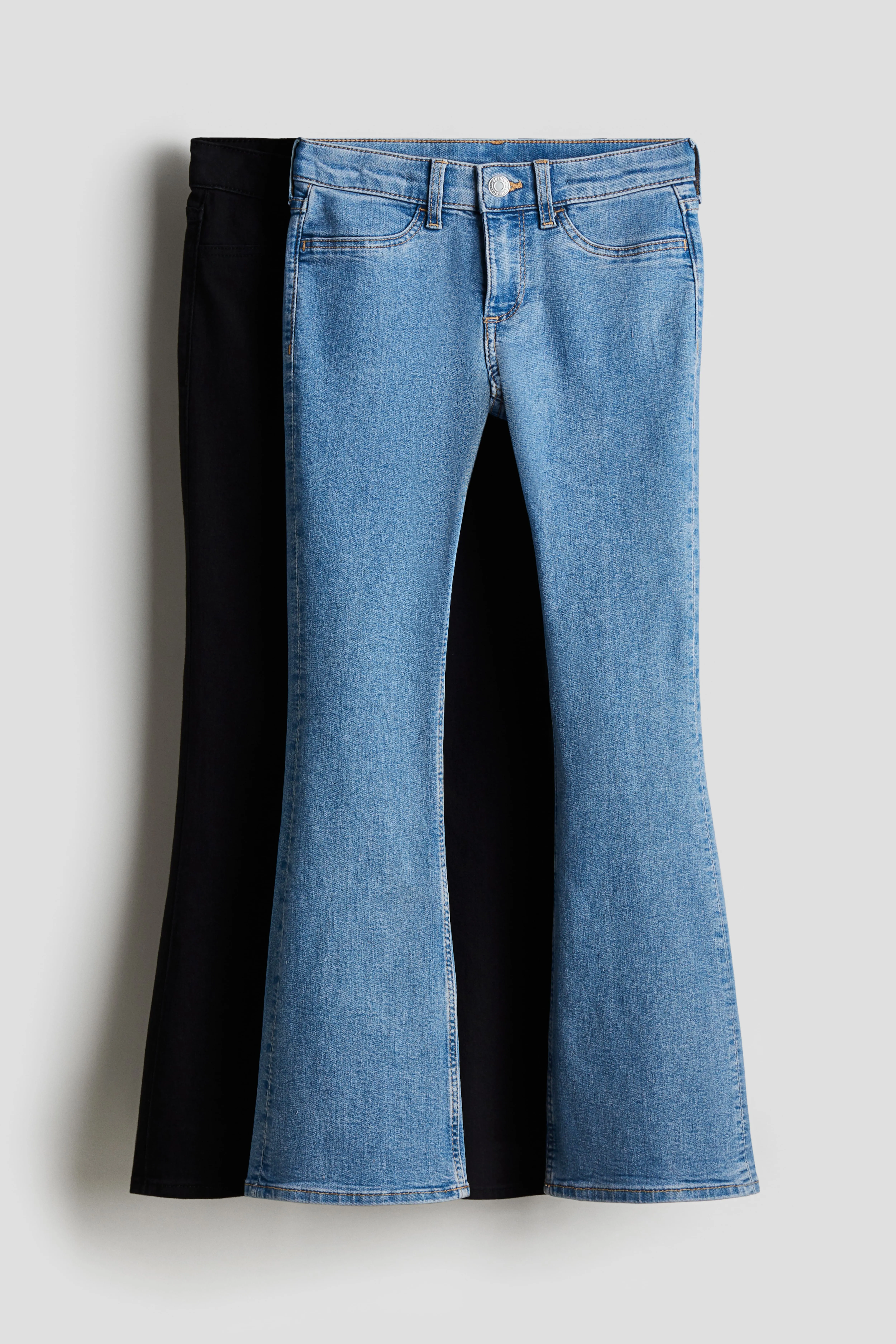 2-pack Flared Leg Low Jeans - Low waist - Long - Denim blue/Black - Kids | H&M GB