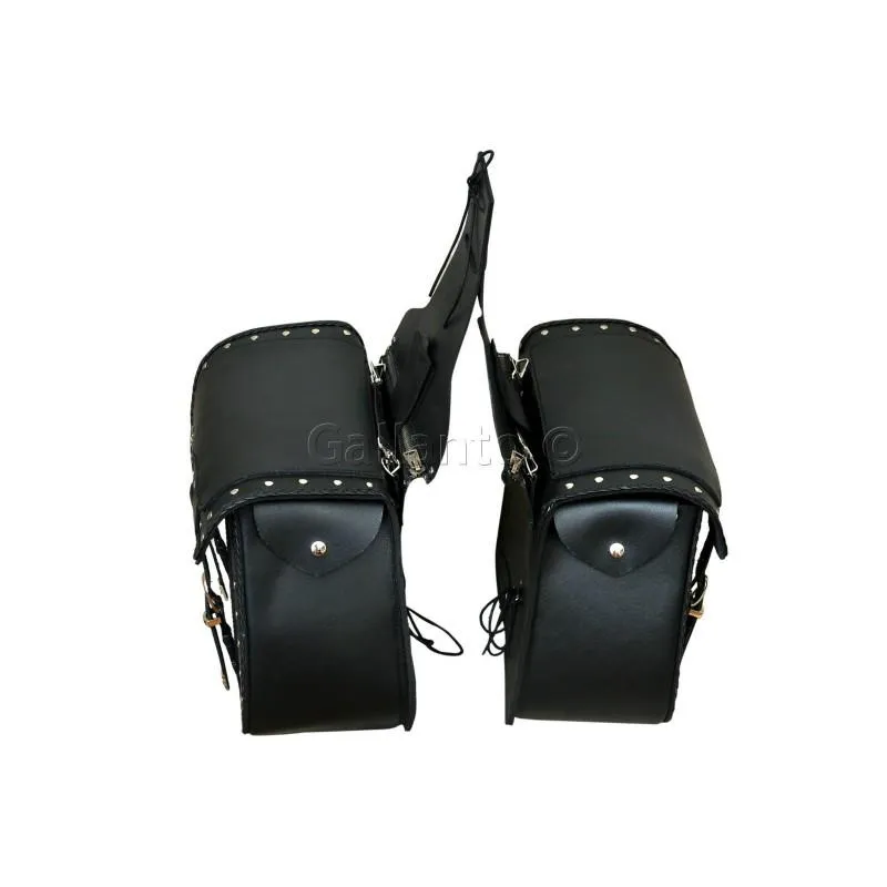 20082 Zip-Off Eagle Harley Style Motorcycle Leather Saddle Bag