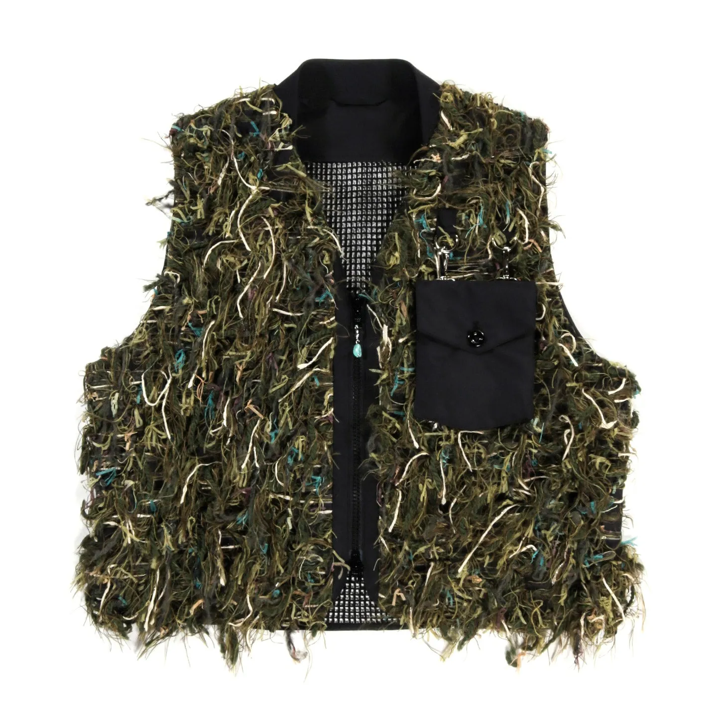 4SDESIGNS LP ACTIVITY VEST OLIVE LONG-YARN FIL-COUPE' ORGANZA