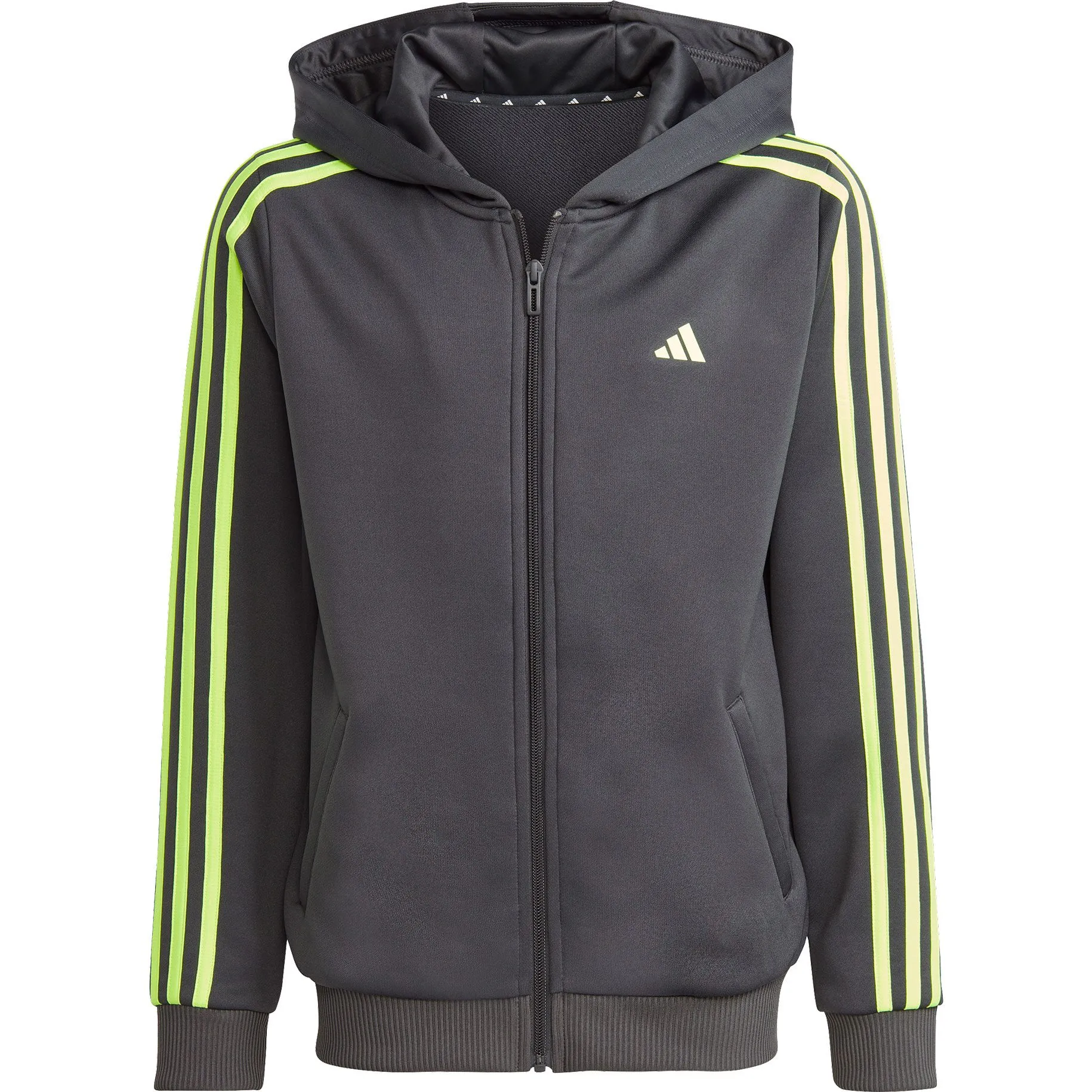 adidas - Train Essentials Aeroready 3-Stripes Hooded Jacket Boys carbon