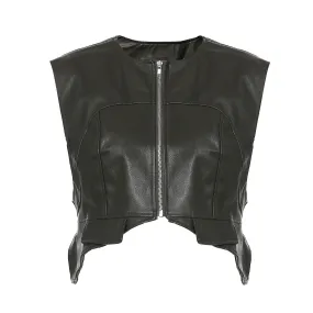 Ashore Boutiques Womens Shaped Leather Mini Vest