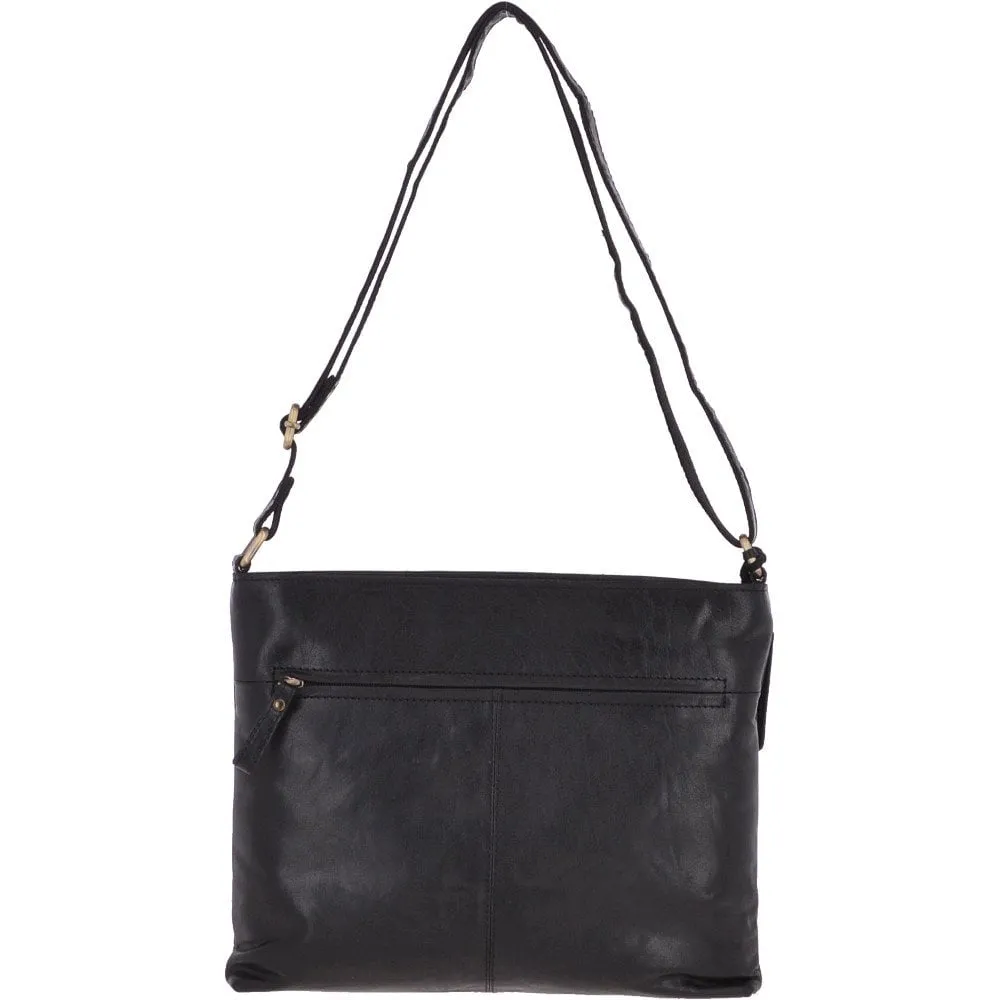 Ashwood Womens Vintage Medium Leather Shoulder Bag Black: G23