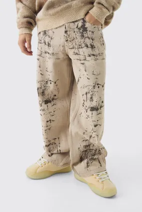 Baggy Fit Paint Effect Jeans