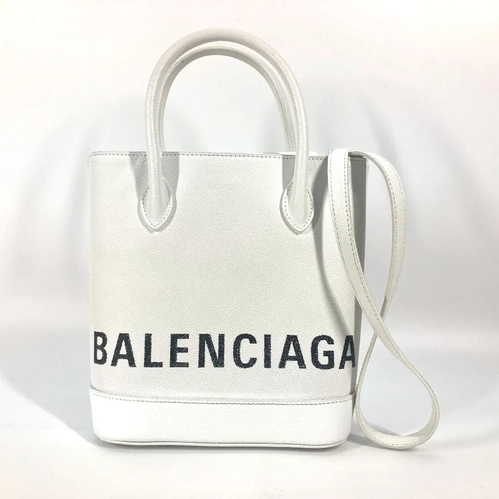 BALENCIAGA Shoulder Bag 596159 leather white logo Ville XXS Women