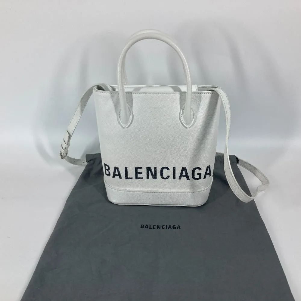 BALENCIAGA Shoulder Bag 596159 leather white logo Ville XXS Women