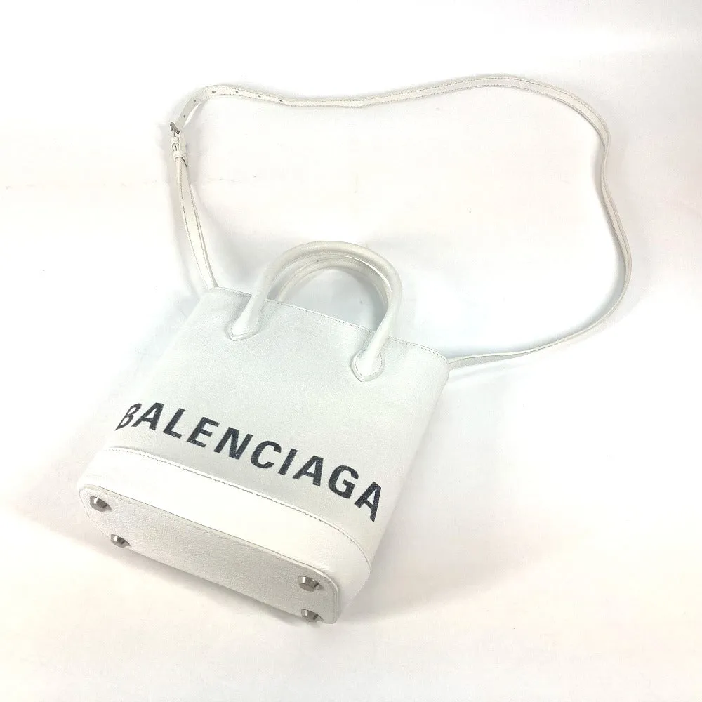 BALENCIAGA Shoulder Bag 596159 leather white logo Ville XXS Women