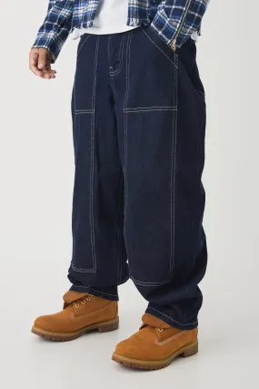 Balloon Rigid Contrast Stitch Denim Jeans