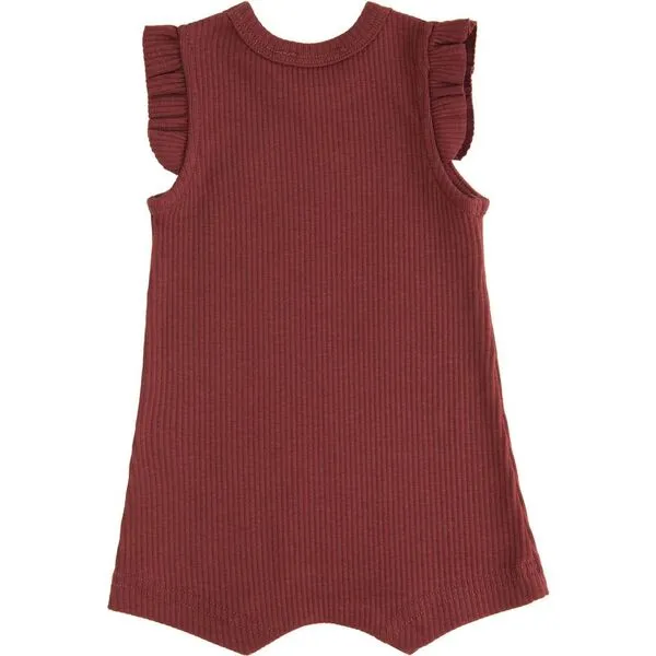 BANBLU Burgundy Ruffle Modal Romper, Red