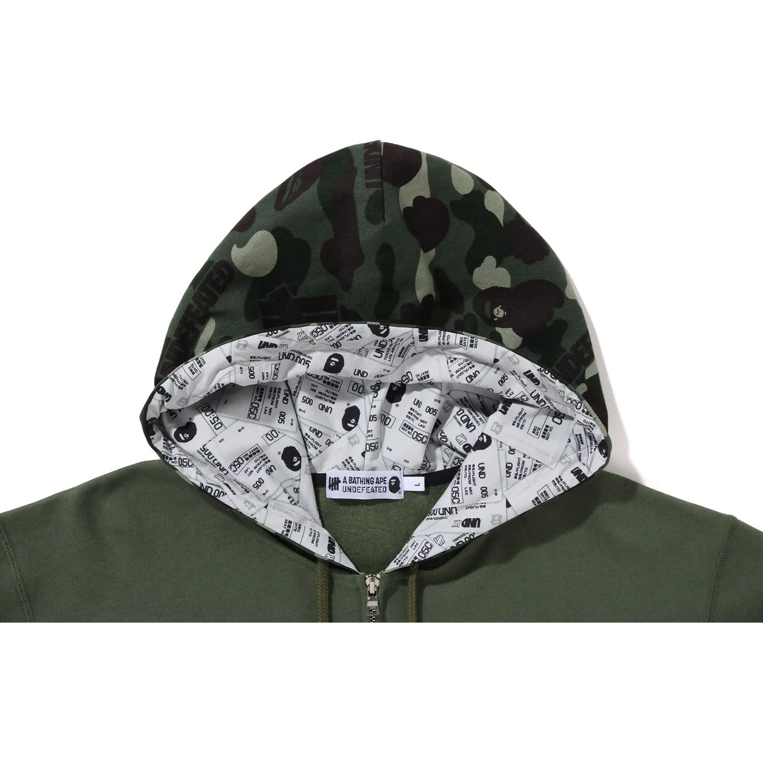 BAPE X UNDEFEATED COLOR CAMO RELAXED ZIP HOODIE MENS