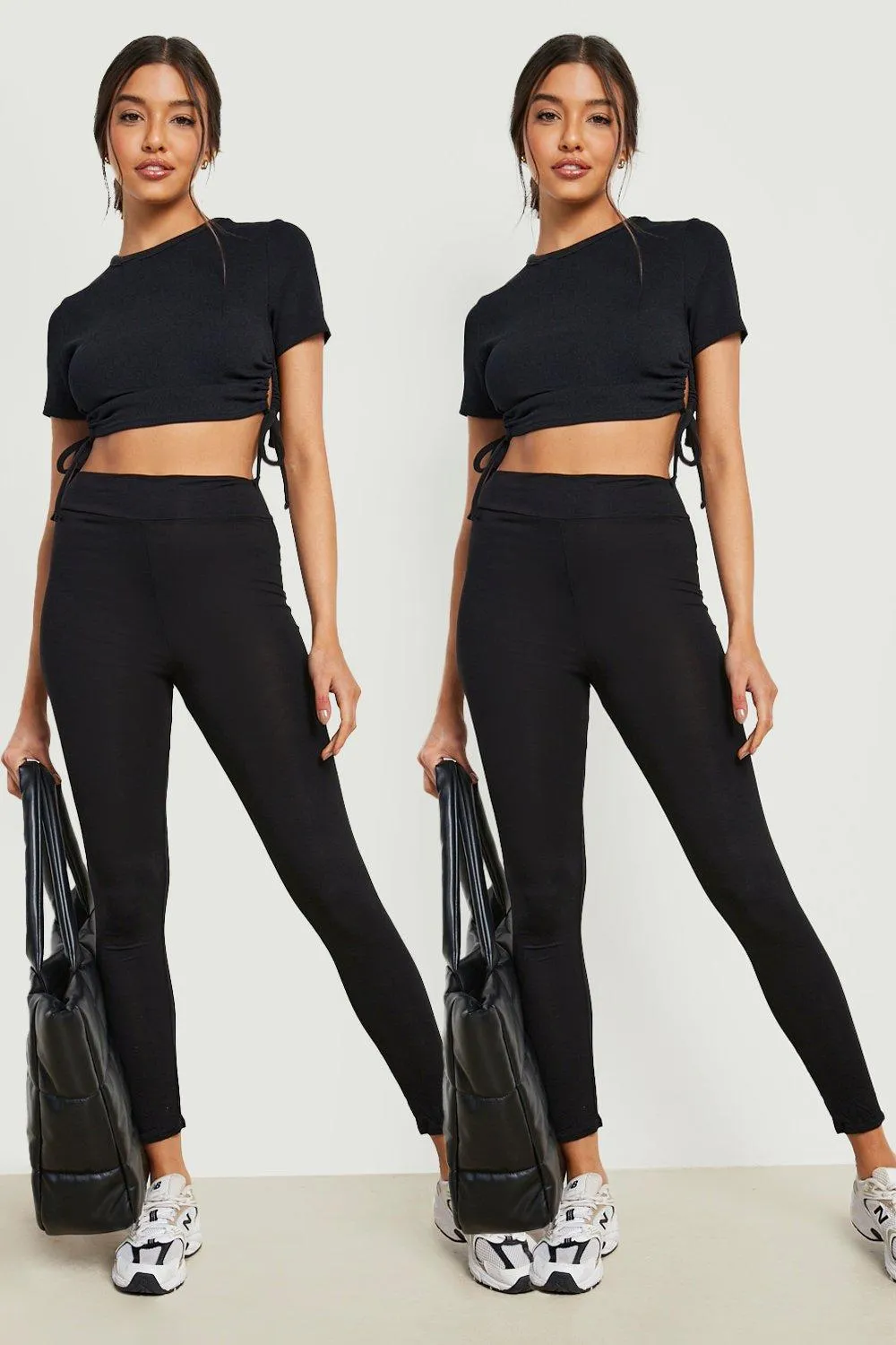 Basics 2 Pack High Waisted Core Jersey Knit Leggings