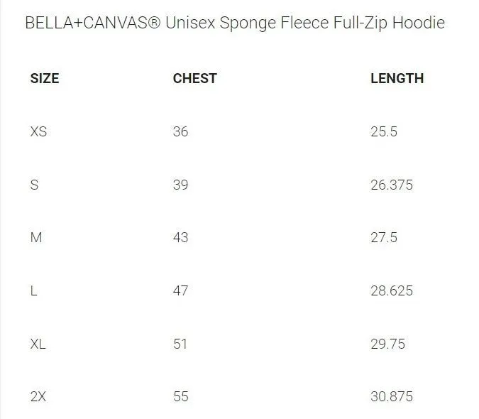 BELLA+CANVAS Unisex Sponge Fleece Full-Zip Hoodie FT&F