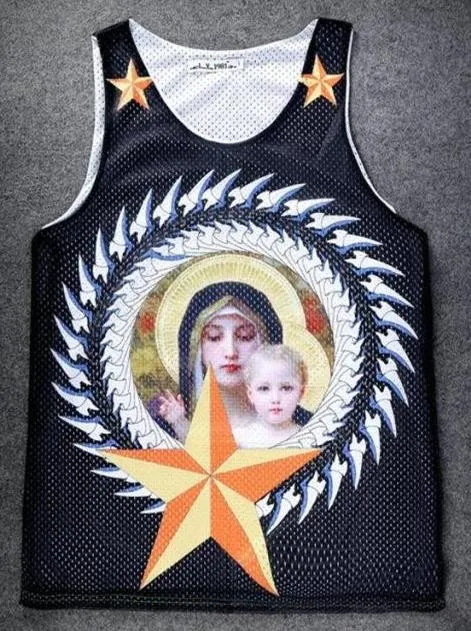 Black Stars Mary Maria Jesus Net Sleeveless Mens T-shirt Vest Sports Tank Top