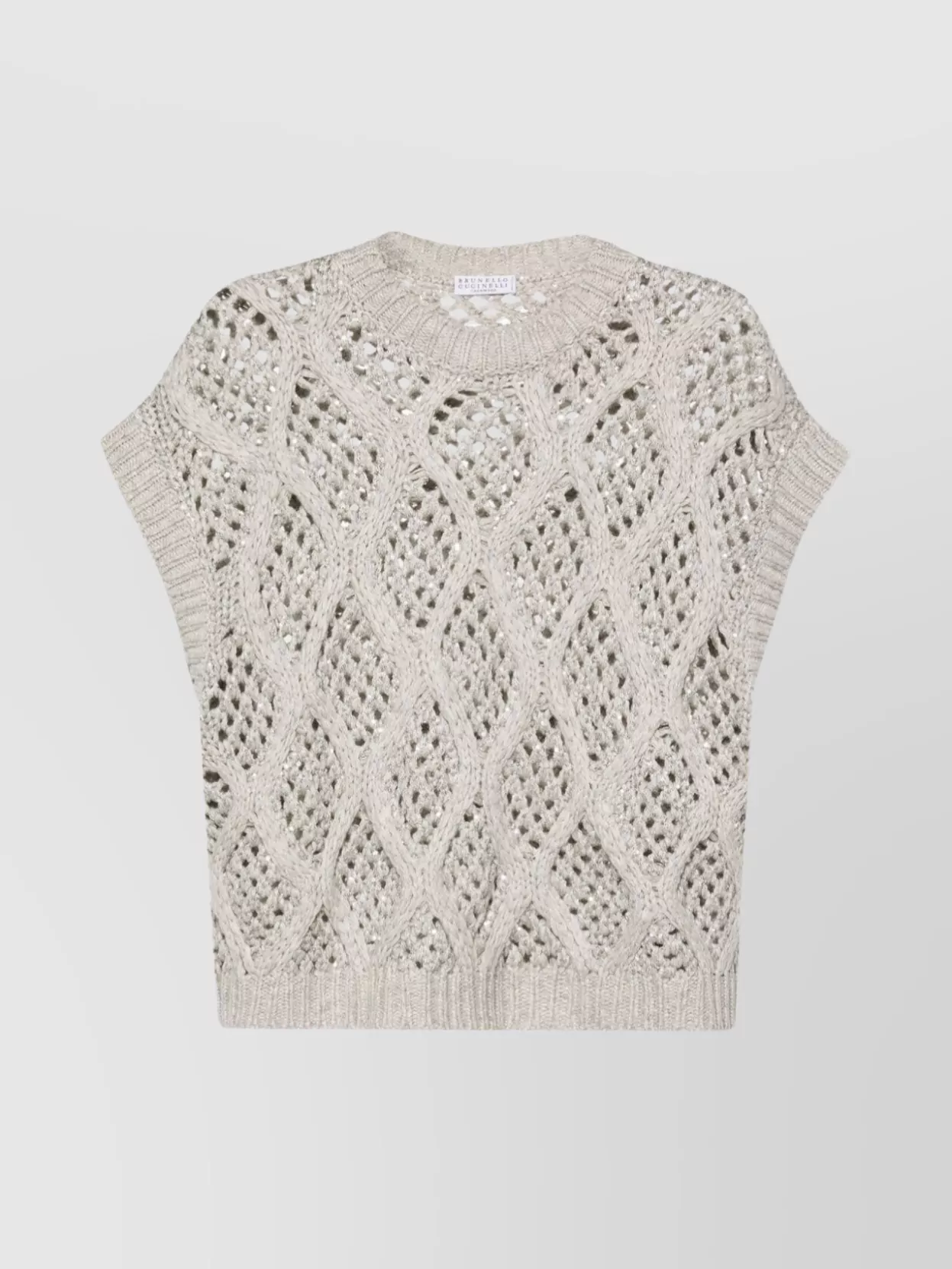 Brunello Cucinelli   Knitted cashmere vest diamond pattern crew neck