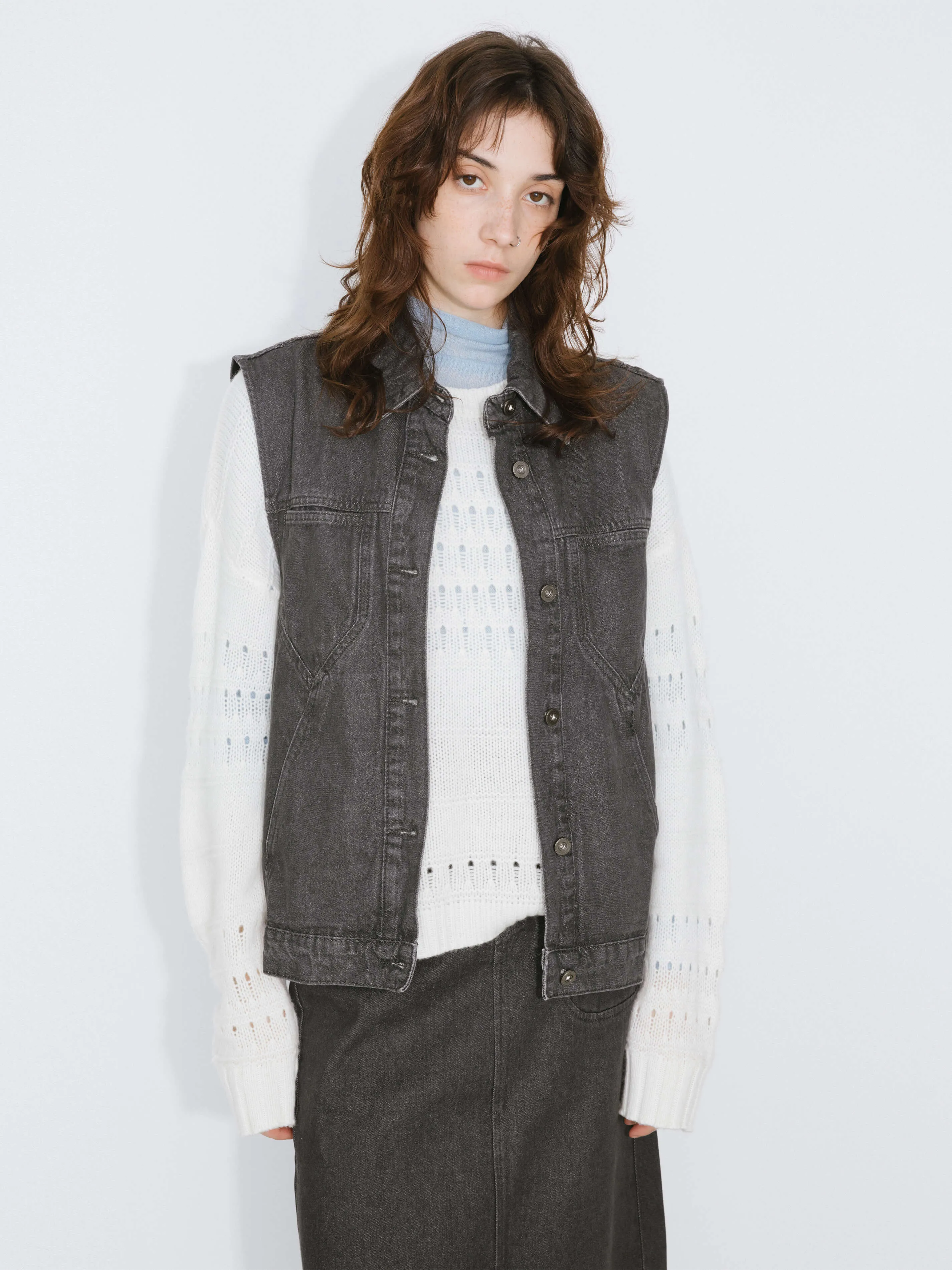 Button Down Denim Waistcoat