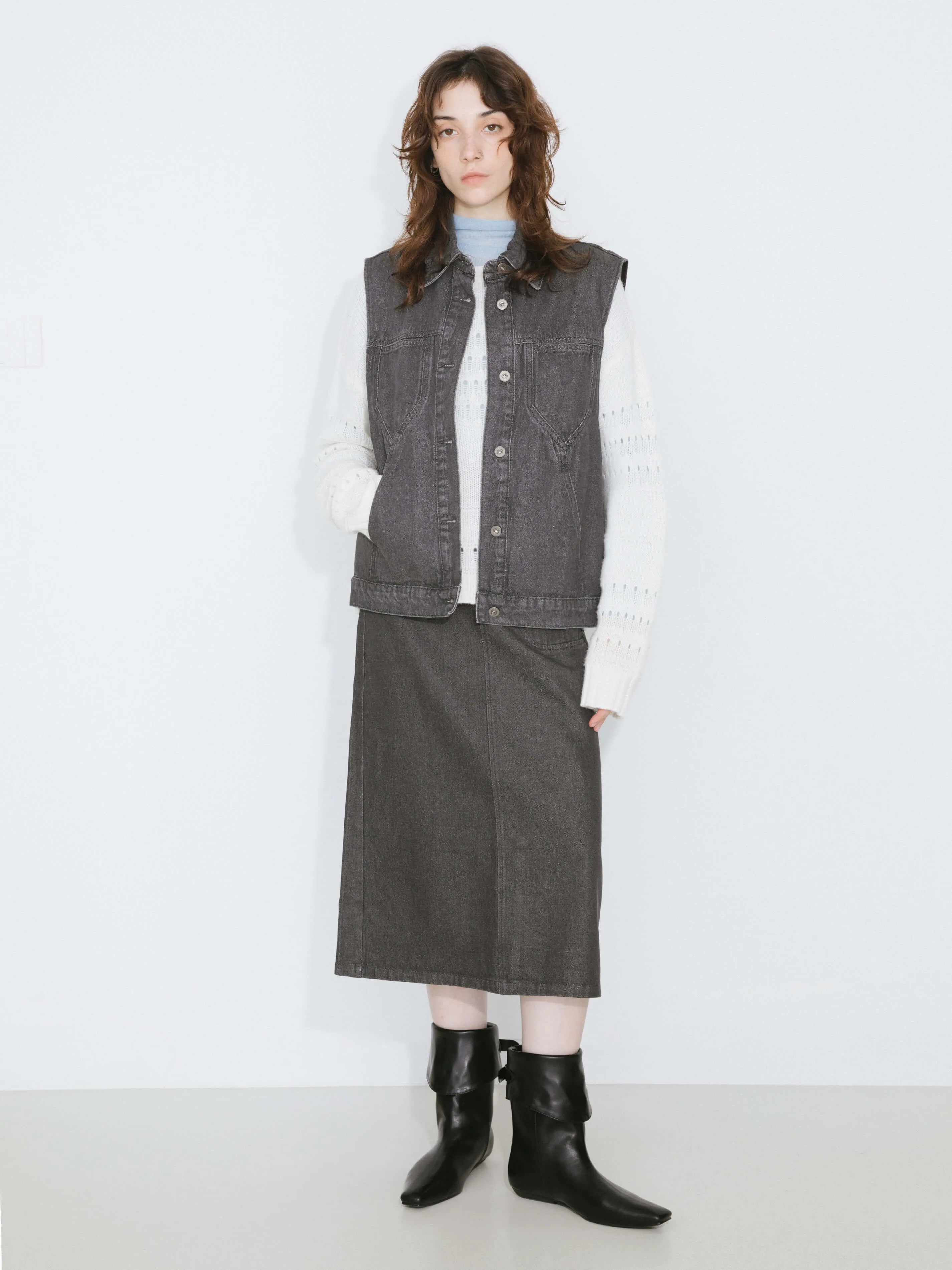 Button Down Denim Waistcoat