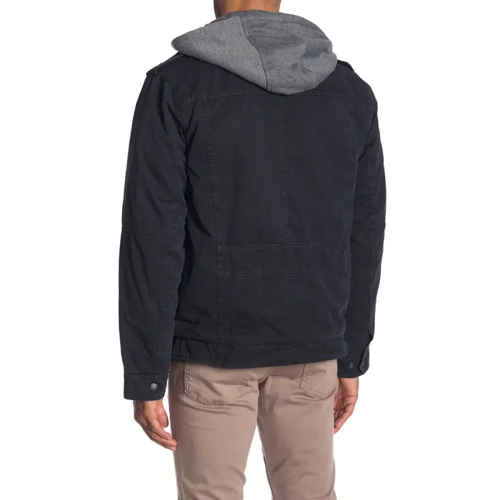 Cool Levi's Mens Lined Hooded Military Jacket In Navy