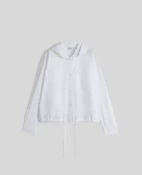 cotton poplin hooded shirt - white