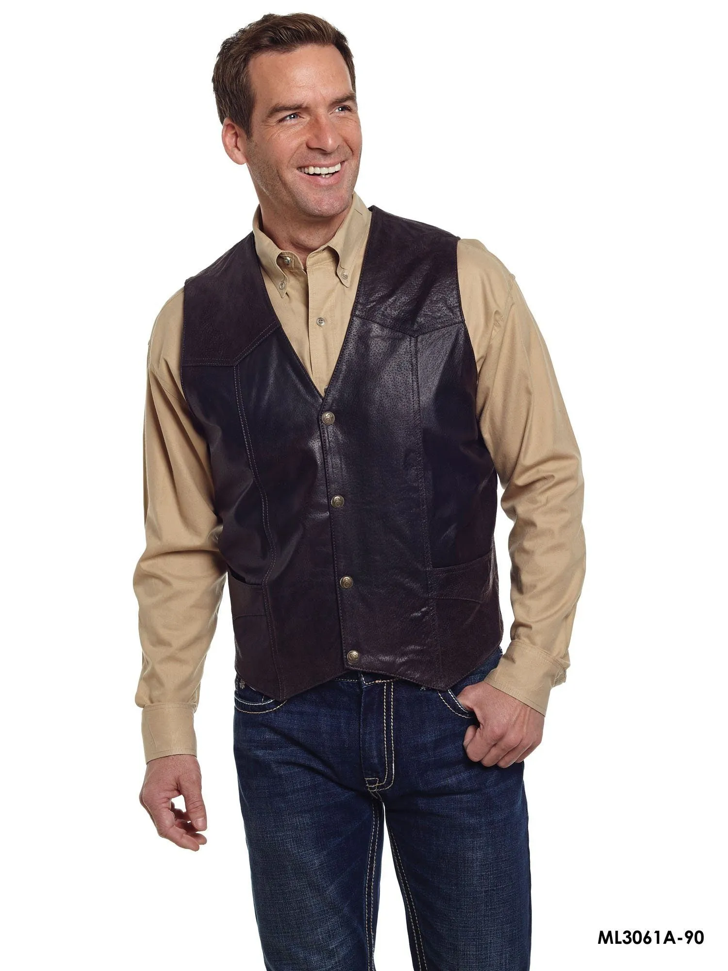 Cripple Creek Men’s Leather Antique Chocolate Vest