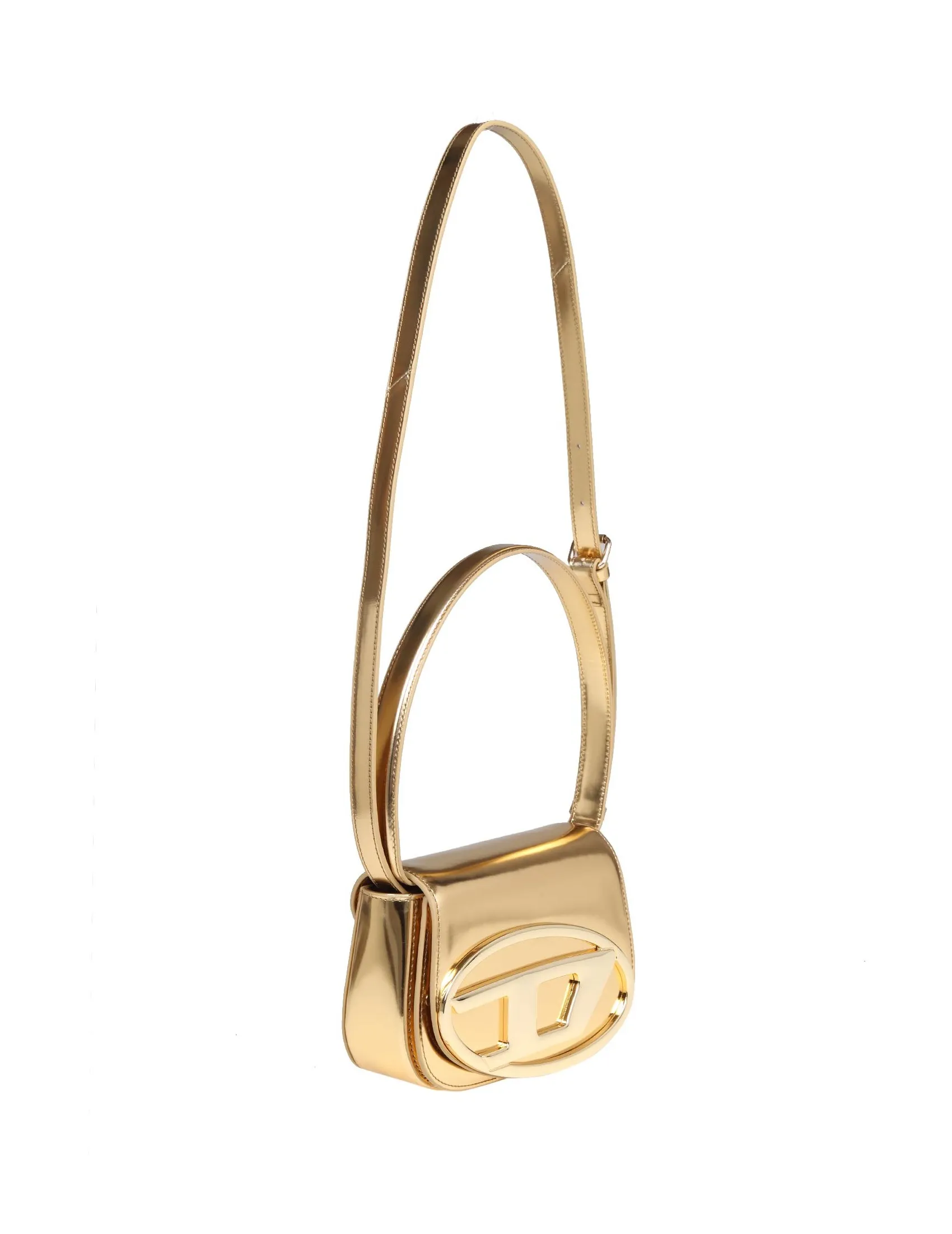 DIESEL 1DR SHOULDER BAG IN GOLD COLOR MIRROR LEATHER