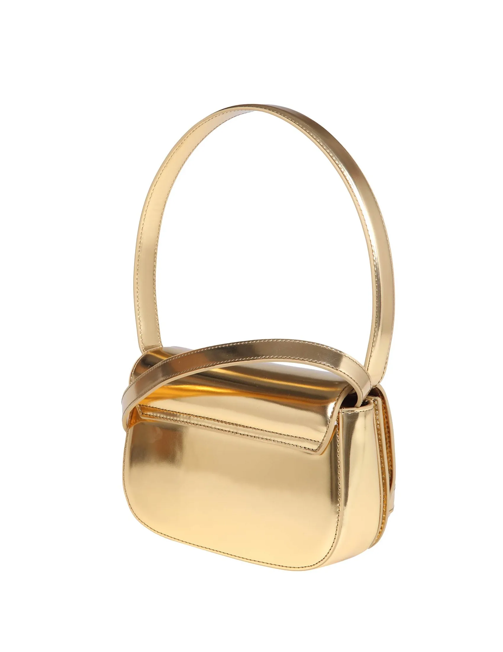 DIESEL 1DR SHOULDER BAG IN GOLD COLOR MIRROR LEATHER