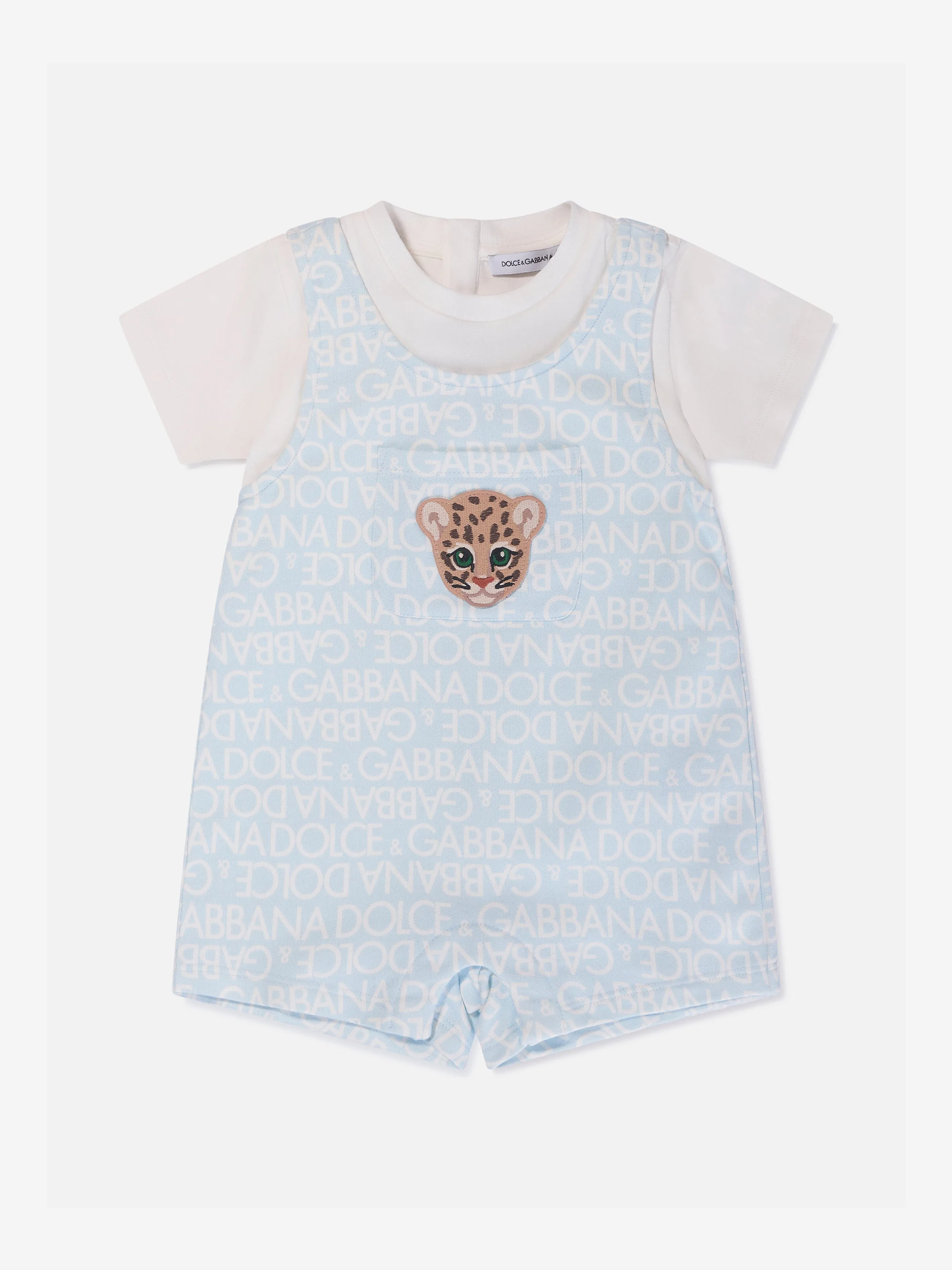 Dolce & Gabbana Baby Boys Leopard Romper in Blue