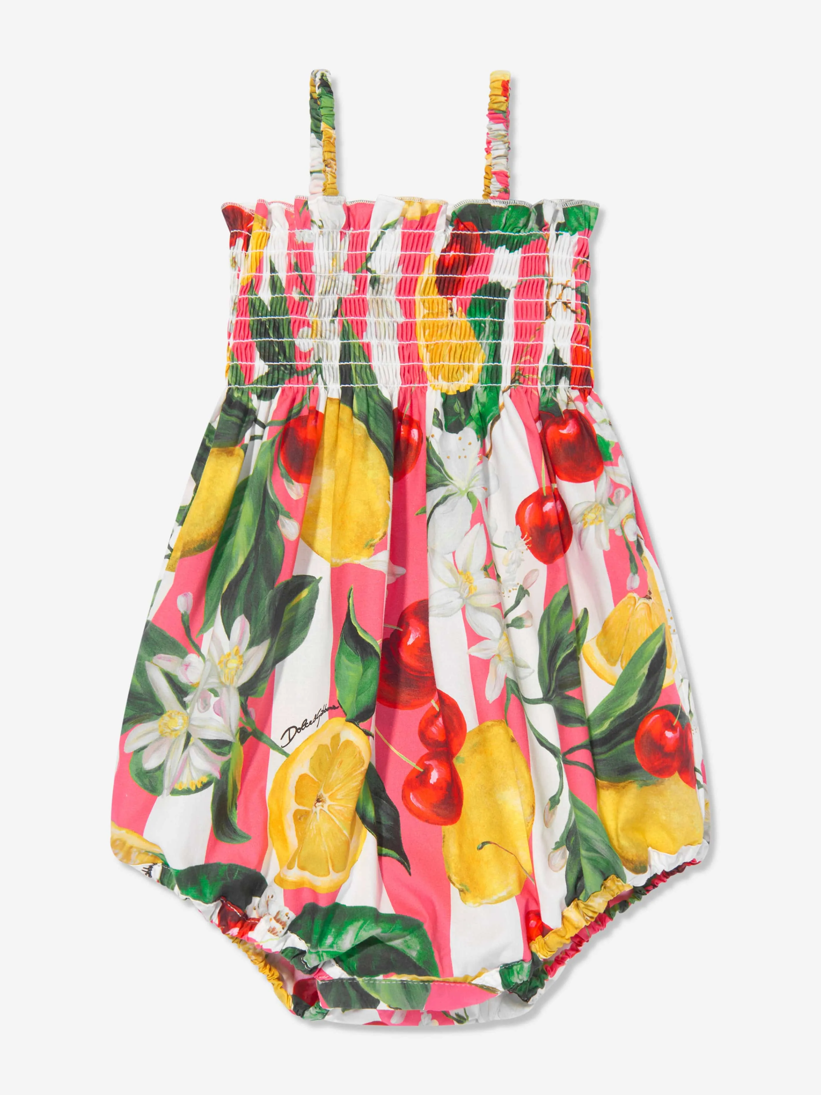 Dolce & Gabbana Baby Girls Lemon and Cherry Romper in Multicolour