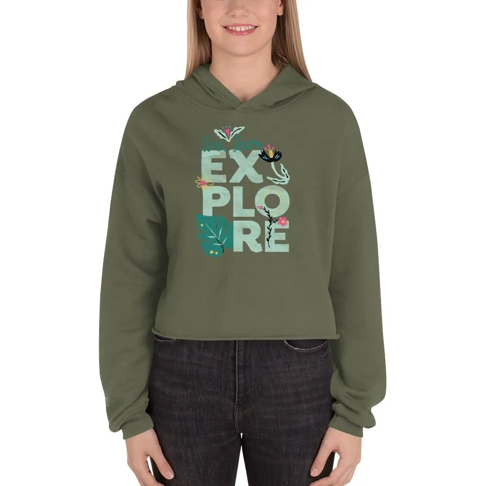 Dora the Explorer Live, Learn, Explore Women's Fleece Crop Hooded Sweatshirt