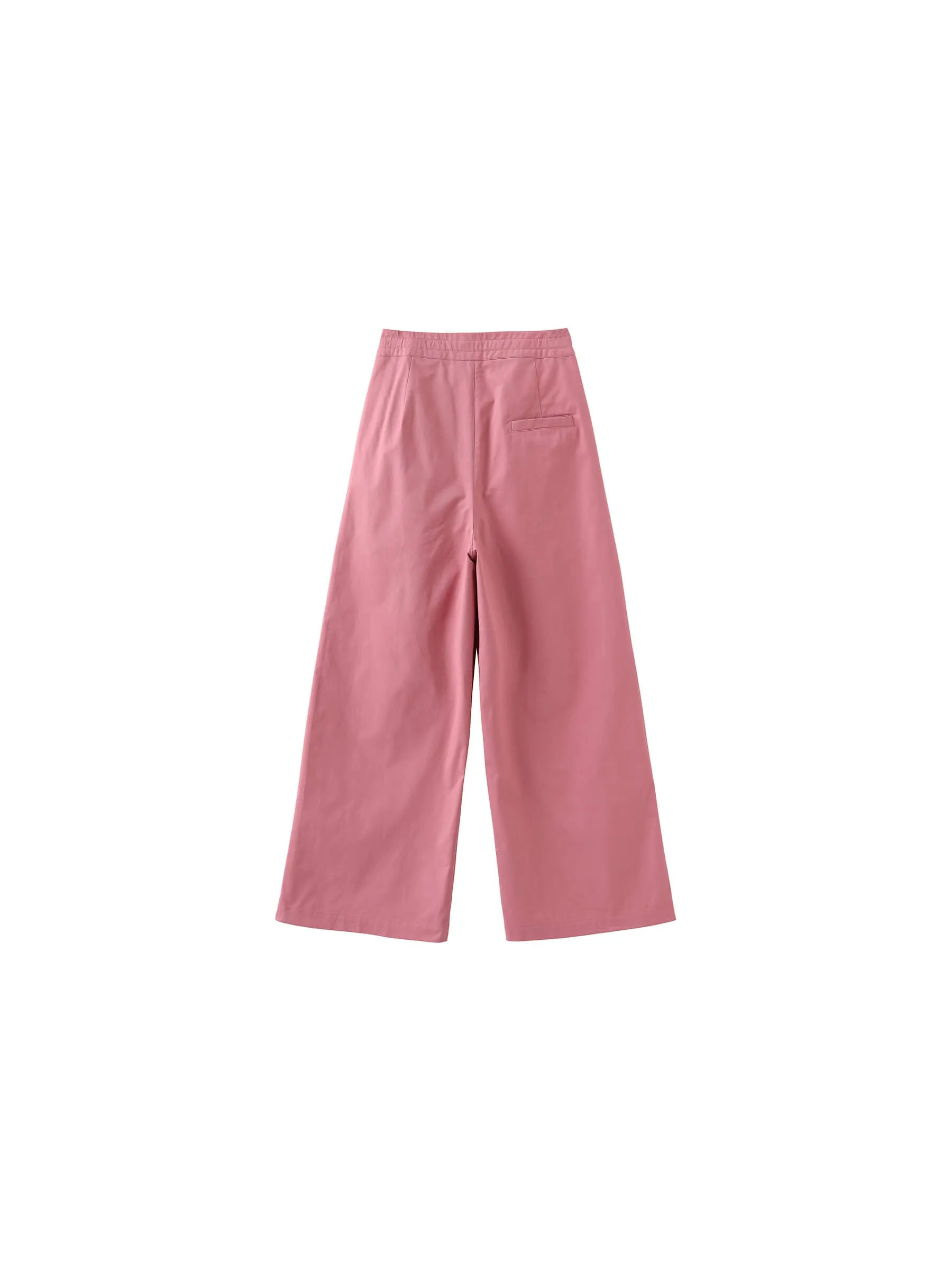 Drawstring Pleated Pure Cotton Wide Leg Trousers