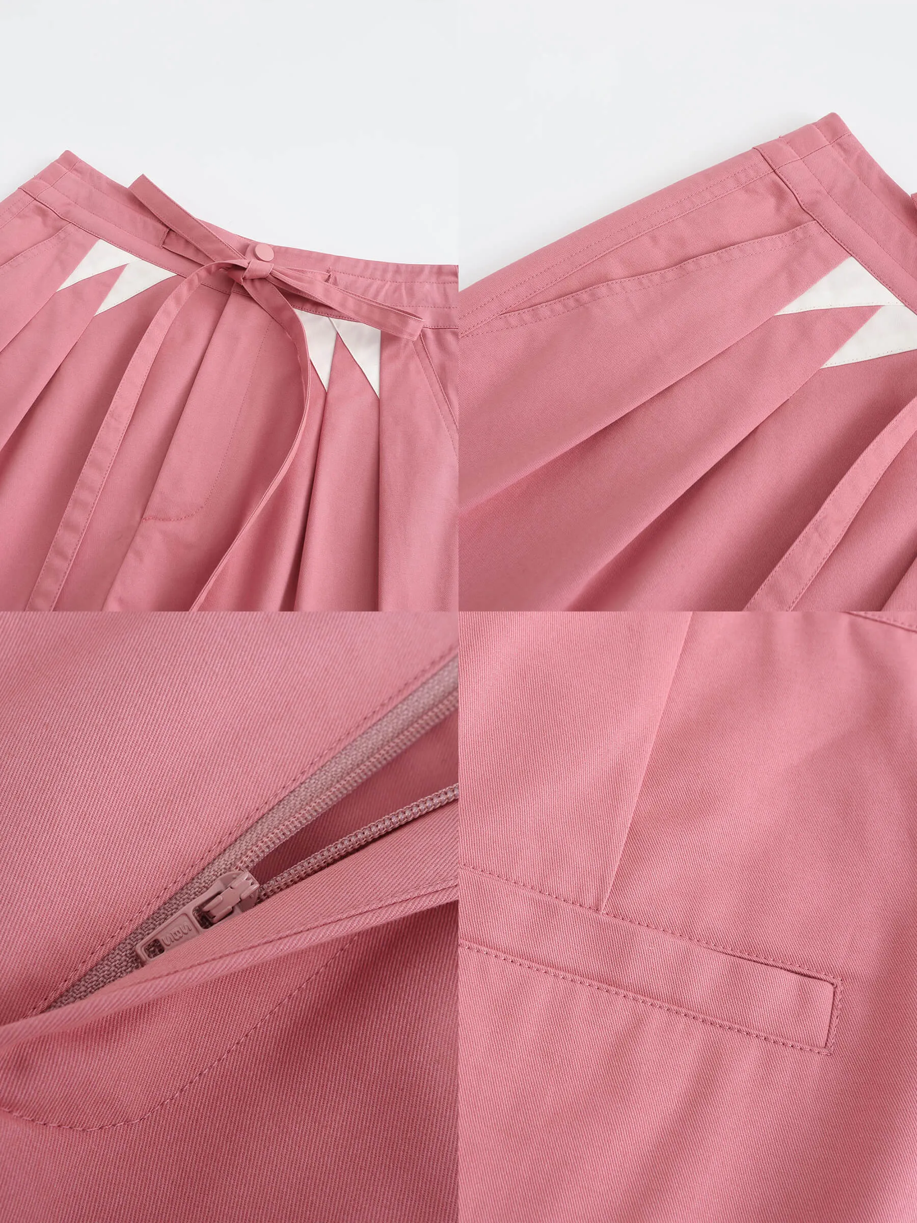 Drawstring Pleated Pure Cotton Wide Leg Trousers