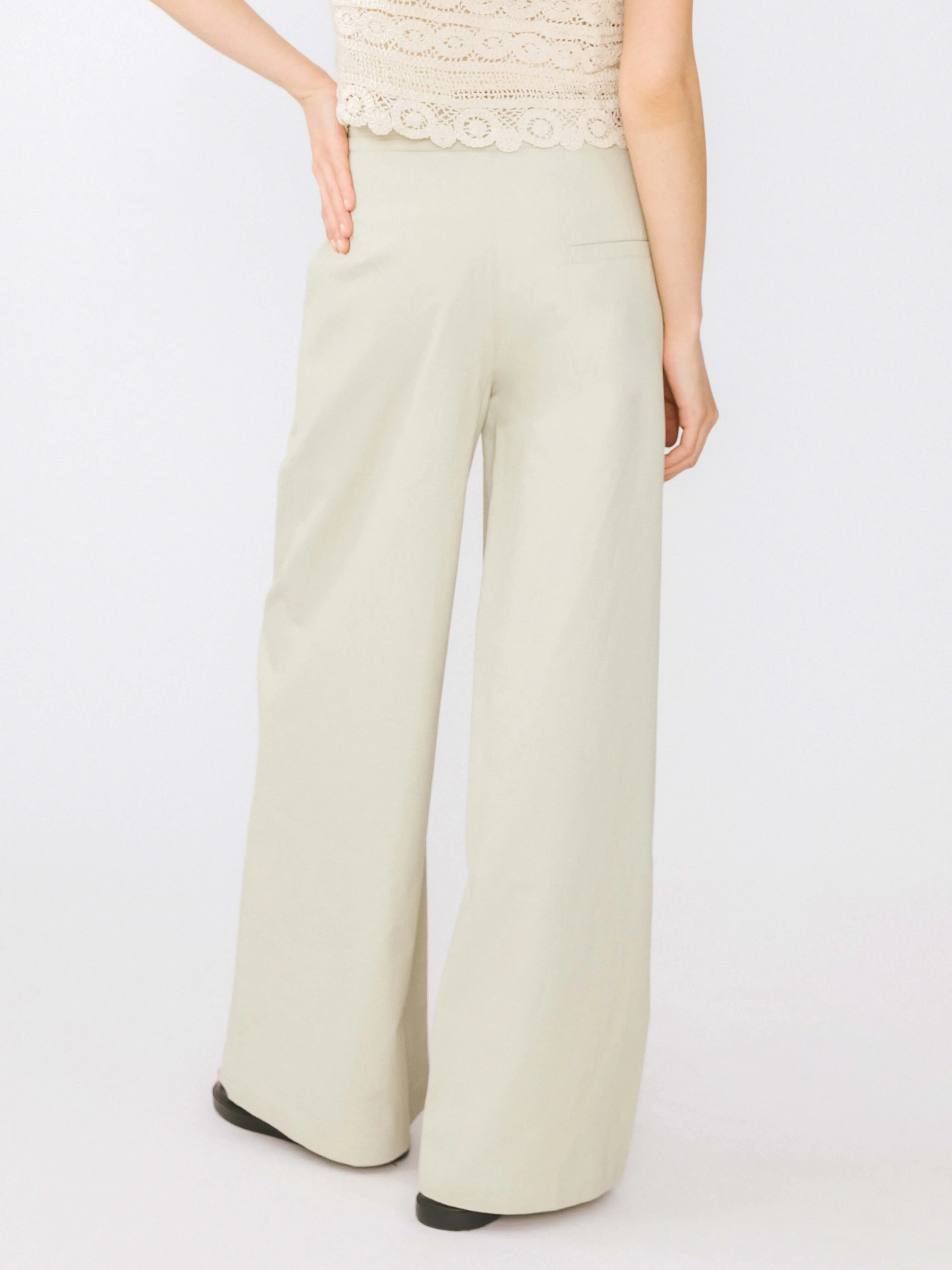 Drawstring Pleated Pure Cotton Wide Leg Trousers