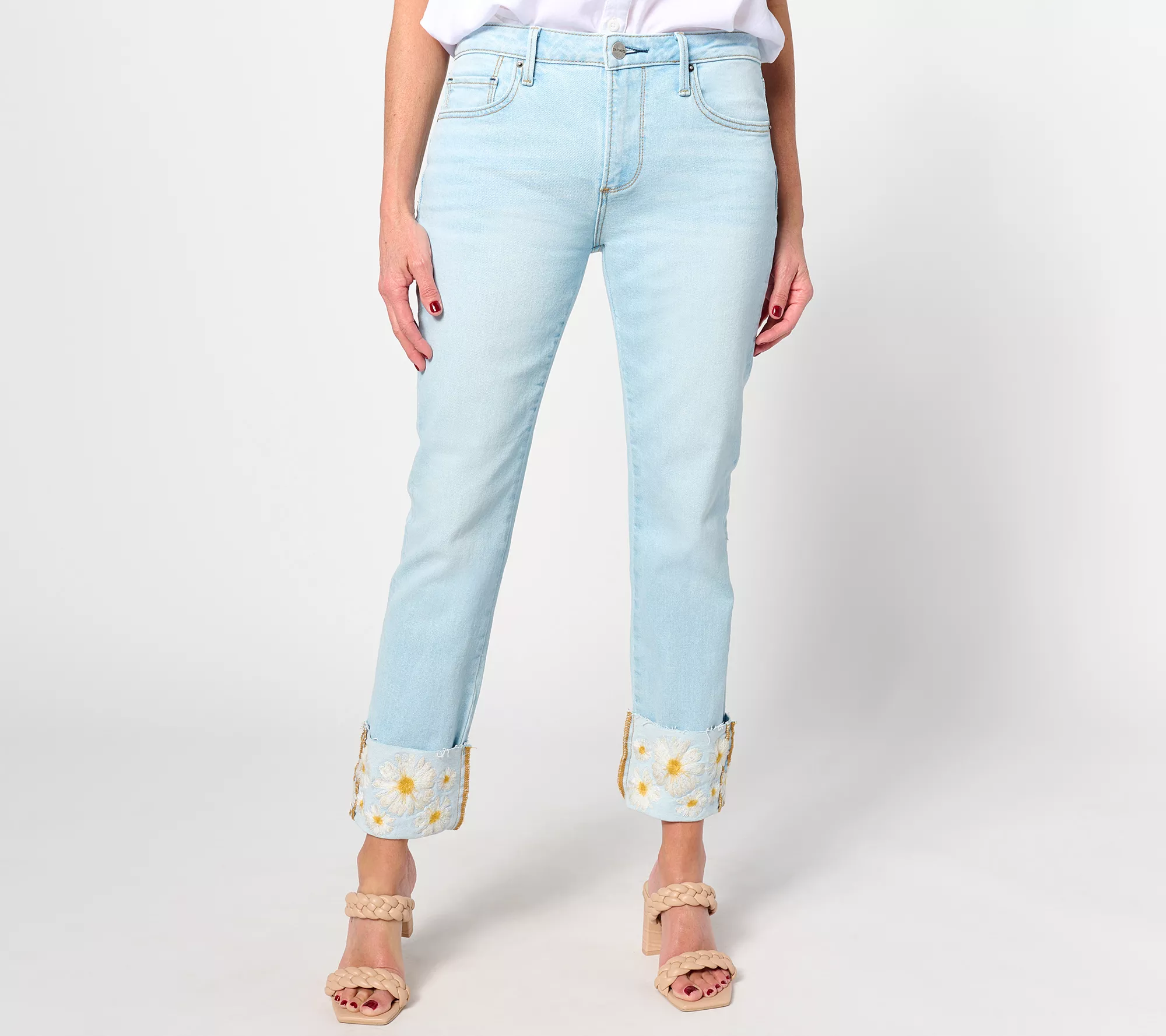 Driftwood Jeans Colette Embroidered Crop Straight Jean-Daisy