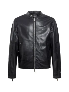 Dsquared2 Long-Sleeved Zippered Leather Jacket