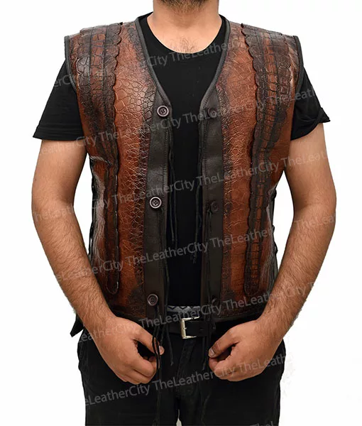 Dundee Crocodile Leather Vest worn by Danny McBride - TheLeatherCity