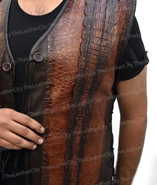 Dundee Crocodile Leather Vest worn by Danny McBride - TheLeatherCity