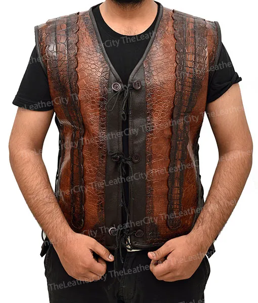 Dundee Crocodile Leather Vest worn by Danny McBride - TheLeatherCity