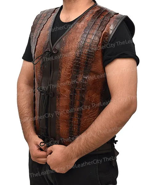 Dundee Crocodile Leather Vest worn by Danny McBride - TheLeatherCity