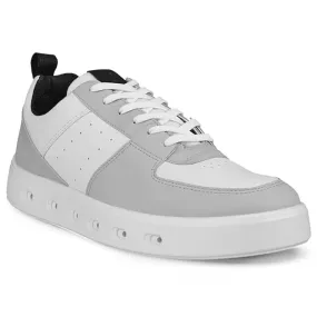 Ecco  Mens Street 720 Concrete/White Lace-Up Leather Trainers 520814-54301