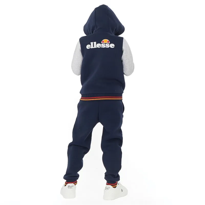 Ellesse Boys Renato Logo Hooded Jacket And Joggers Set Navy/Grey