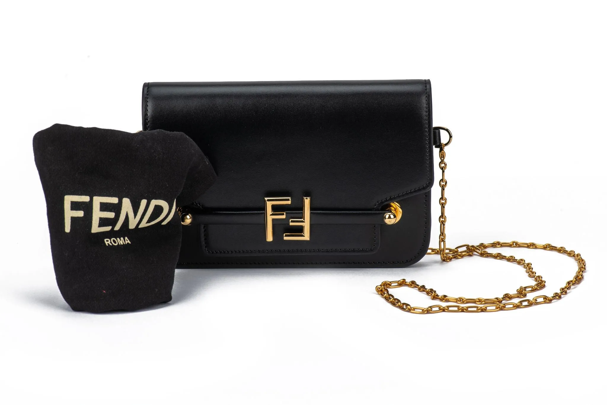 Fendi Shoulder Bag Black Leather New