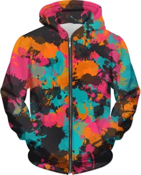 Fiesta Colors Paint Splatter Zip-Up Hoodie