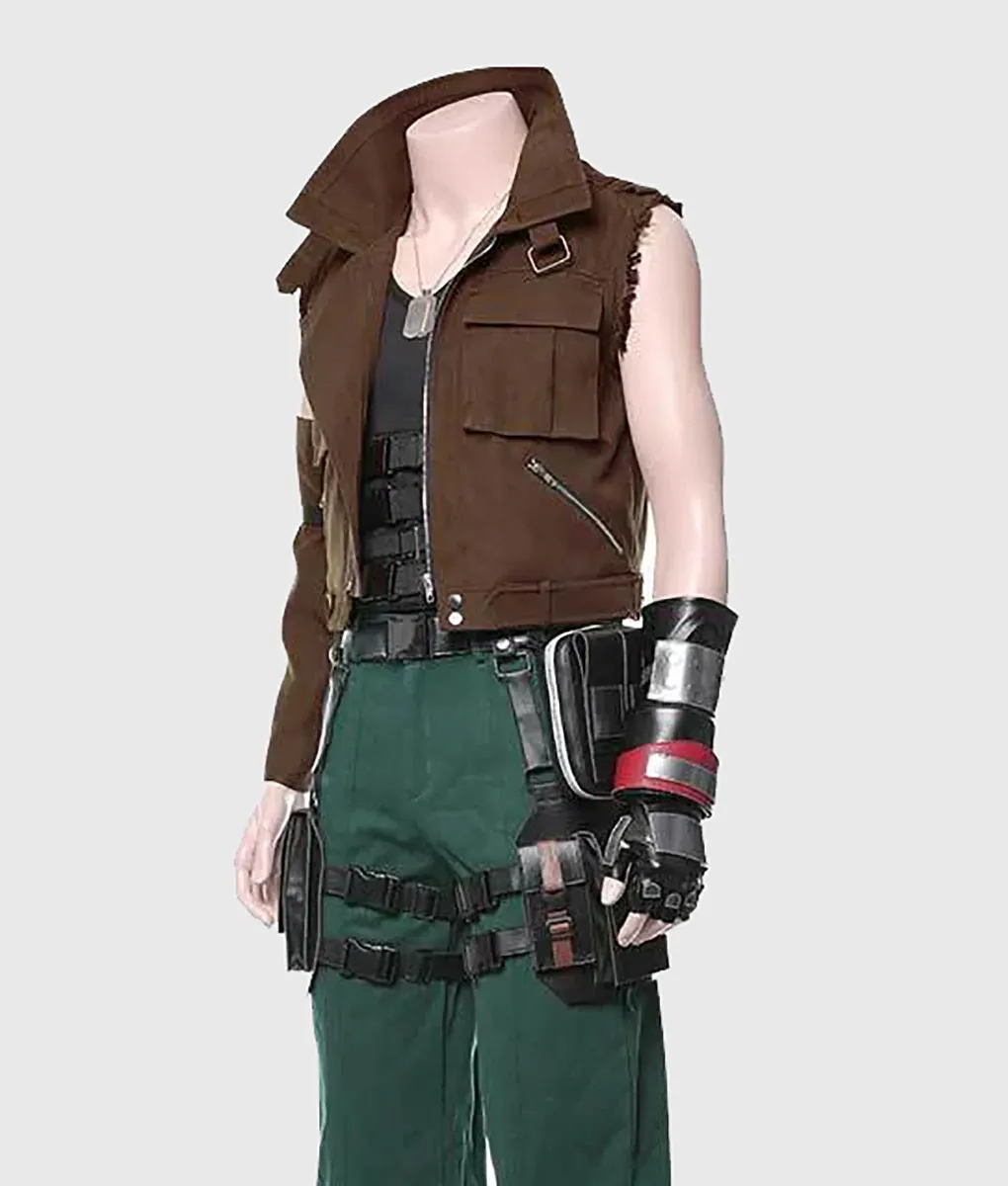 Final Fantasy VII Barret Wallace Remake Brown Leather Vest | TLC