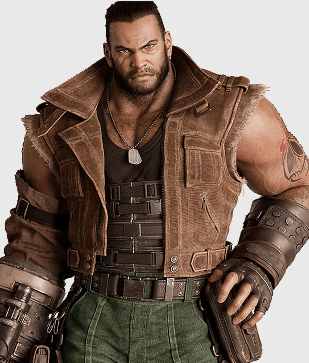 Final Fantasy VII Barret Wallace Remake Brown Leather Vest | TLC