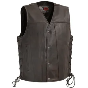 First Mfg High Roller Men's Motorcycle Leather Vest - Copper