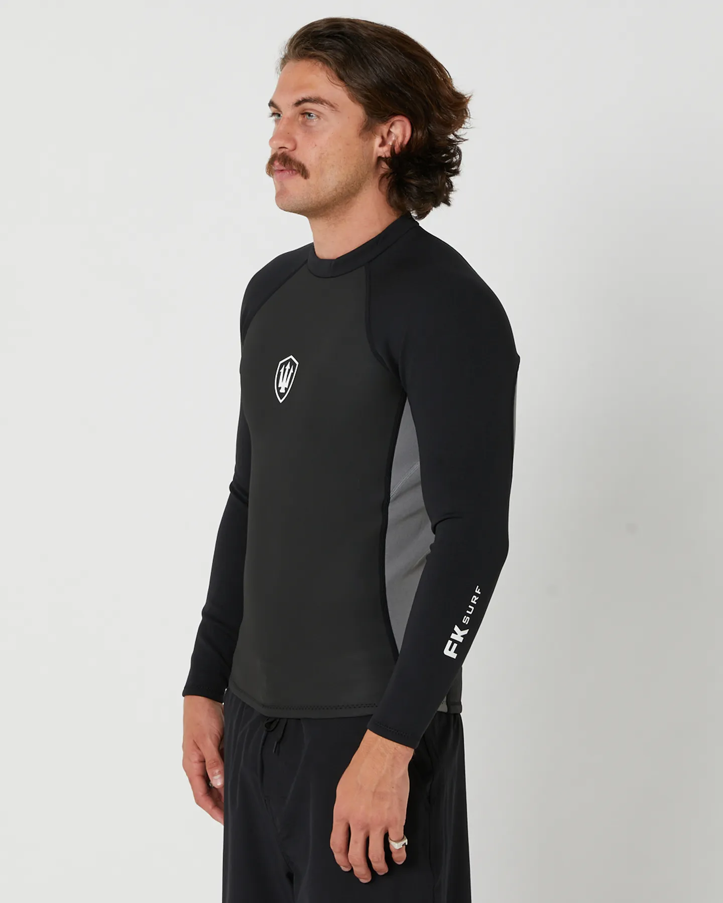 Fk Surf Mens Long Sleeve Zip Vest 1.5Mm - Black Grey | SurfStitch