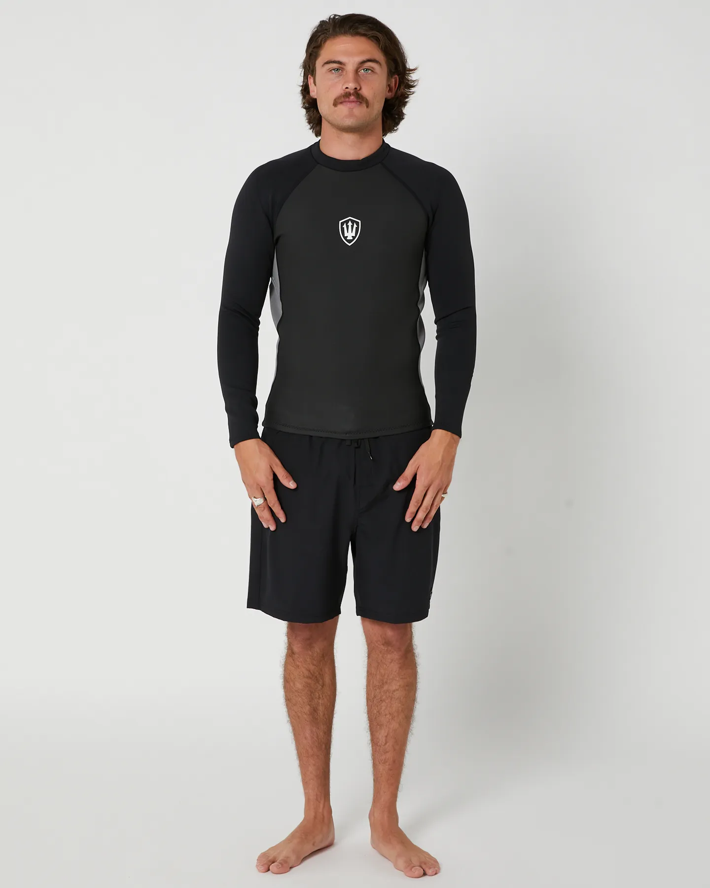 Fk Surf Mens Long Sleeve Zip Vest 1.5Mm - Black Grey | SurfStitch