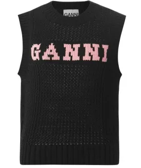 GANNI Black Organic Cotton Rope Vest | Jules B