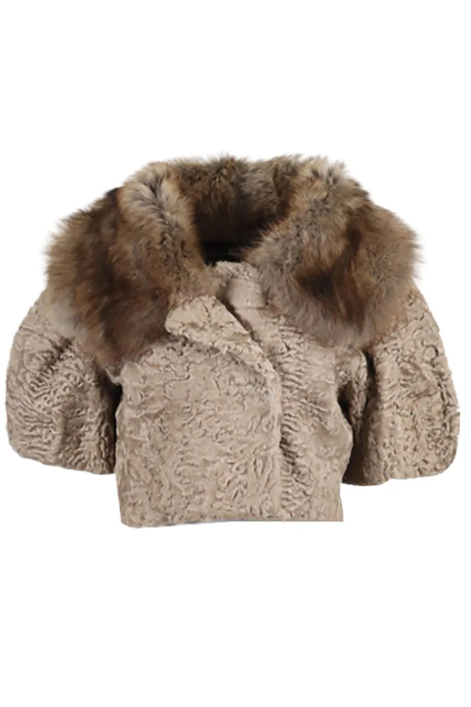 GIAMBATTISTA VALLI CROPPED PERSIAN LAMB FUR JACKET IT 44 UK 12