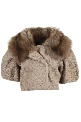 GIAMBATTISTA VALLI CROPPED PERSIAN LAMB FUR JACKET IT 44 UK 12