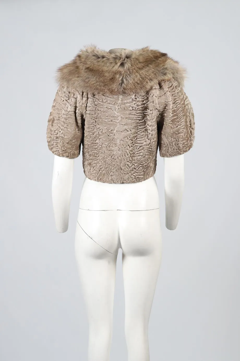 GIAMBATTISTA VALLI CROPPED PERSIAN LAMB FUR JACKET IT 44 UK 12