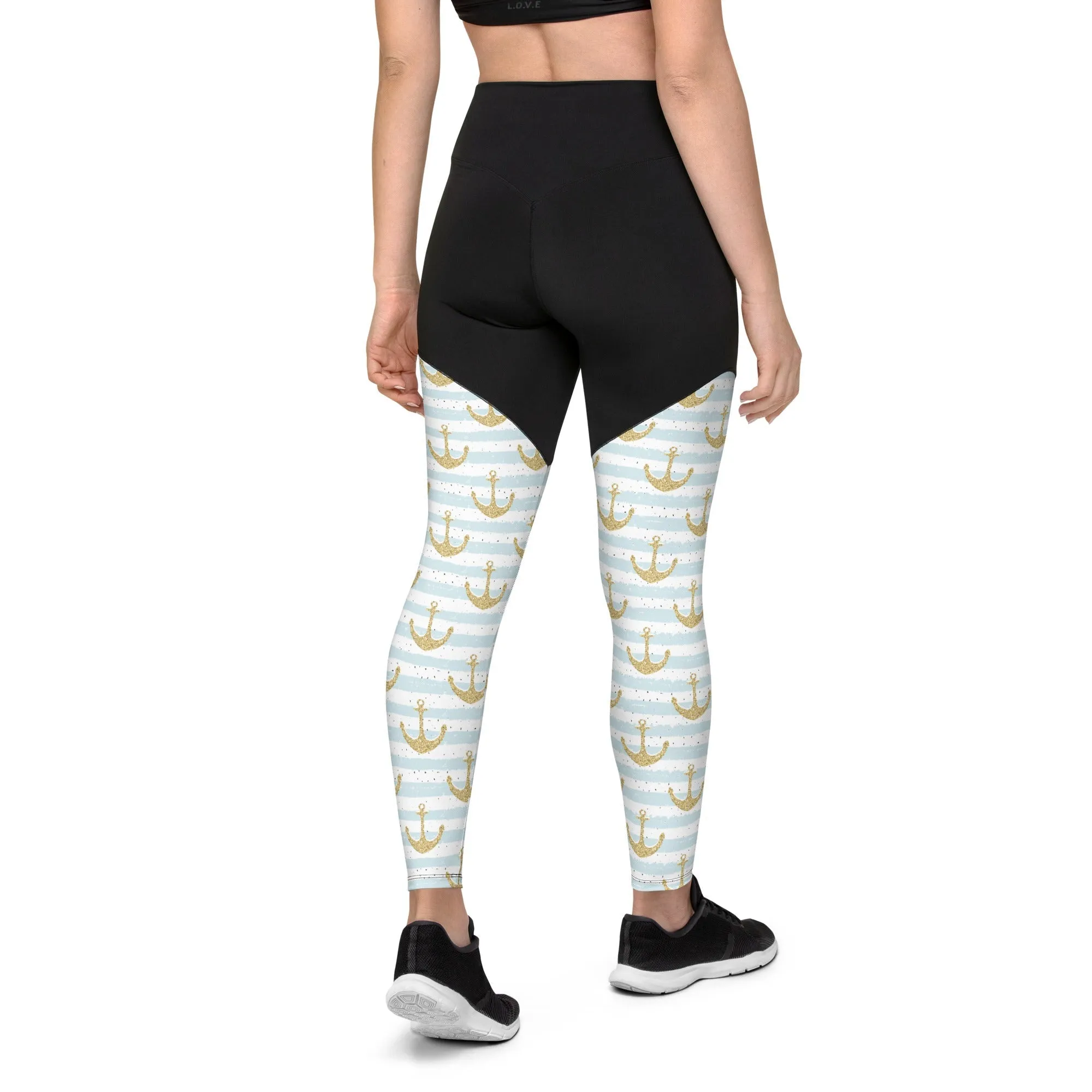 Glittery Anchor Compression Leggings